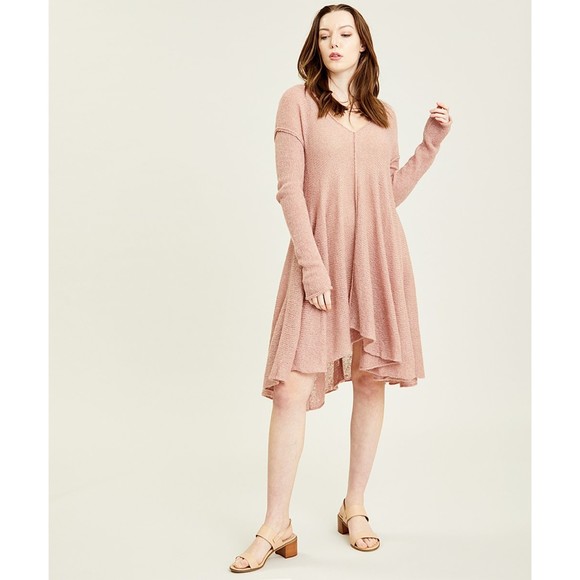 Free People Dancing in the Forrest Alpaca Wool Knit Sweater Tunic Flare Dress M - Picture 1 of 12